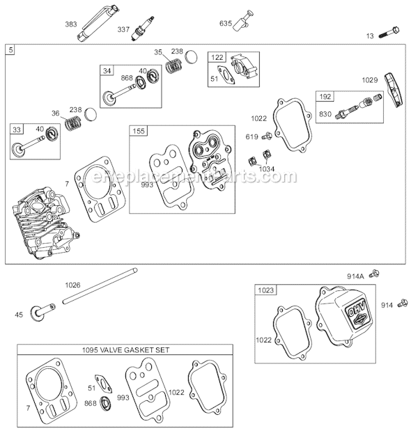 Page B Diagram and Parts List for 12D400SERIES 0007-0110 Briggs and Stratton Engine